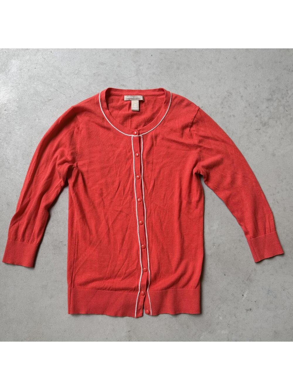 Banana Republic XS Red Button-Up Cardigan Sweater